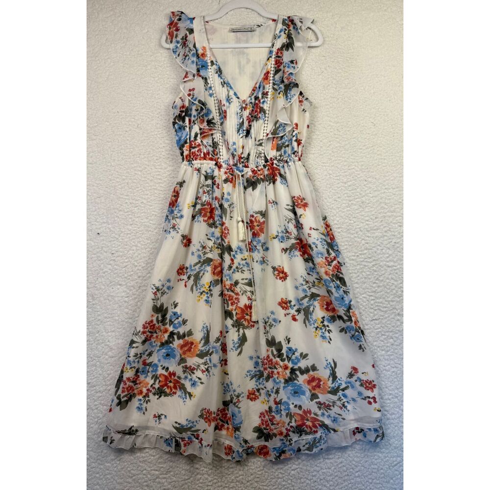 Abercrombie‎ & Fitch Womens Ruffle Midi Dress Floral Size Medium Cottagecore